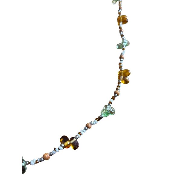 Artisan Glass Beaded Necklace Lobster Clasps Closure 24 inches Long Boho Retro - Picture 4 of 5